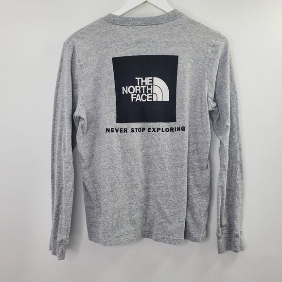 The North Face Tops - The North Face Big Logo Graphic Tee Long Sleeves Gray